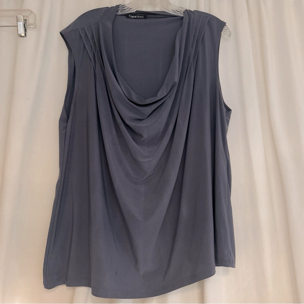 Carol Rose Dark Grey Sleeveless Blouse with Cowl Neckline - 2X